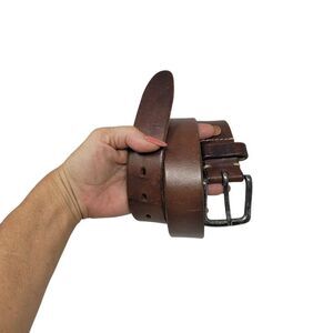 Vtg Banana Republic Mens Brown Leather Belt Sz 30 Italy Silver Buckle Rugged